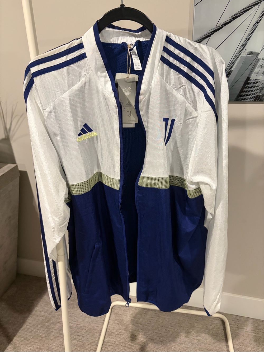Adidas White and Navy Track Jacket